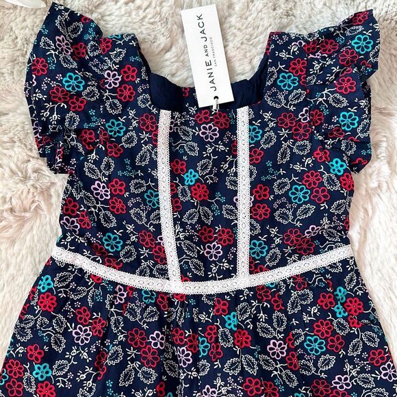 Janie and Jack Floral Wide Leg Jumpsuit in Merchant Marine Size 18/24 Months - Picture 3 of 7